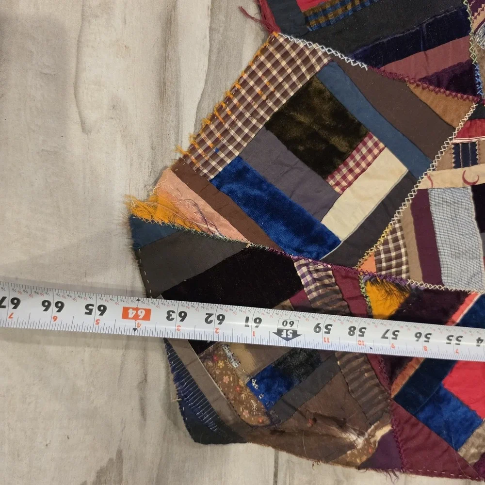 OOAK antq/vtg crazy quilt top  60x64( Unfinished )